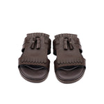 BROWN LEATHER TASSEL SLIPPER