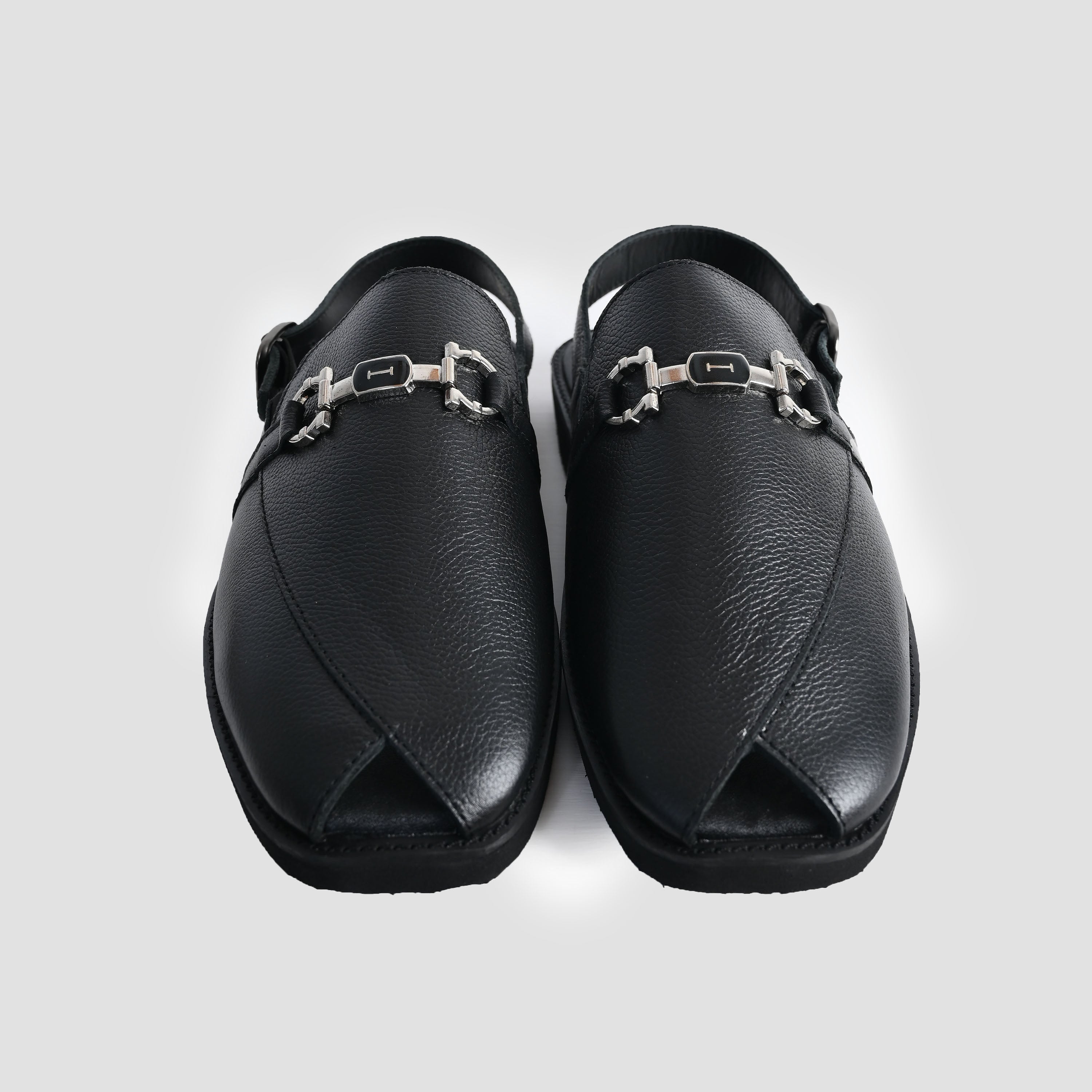 BLACK MILT LEATHER SANDAL