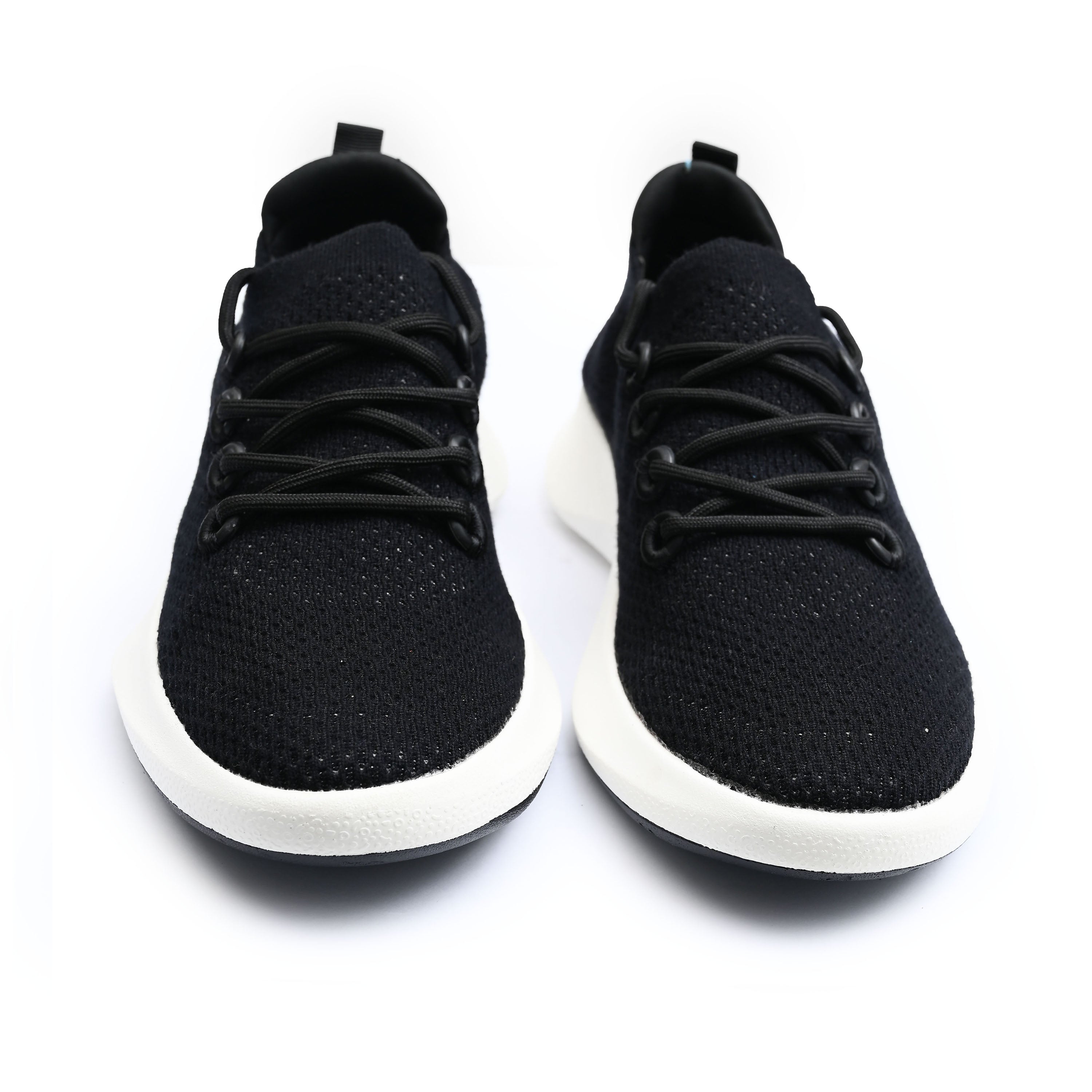 BLACK KNIT LACE UP SHOES