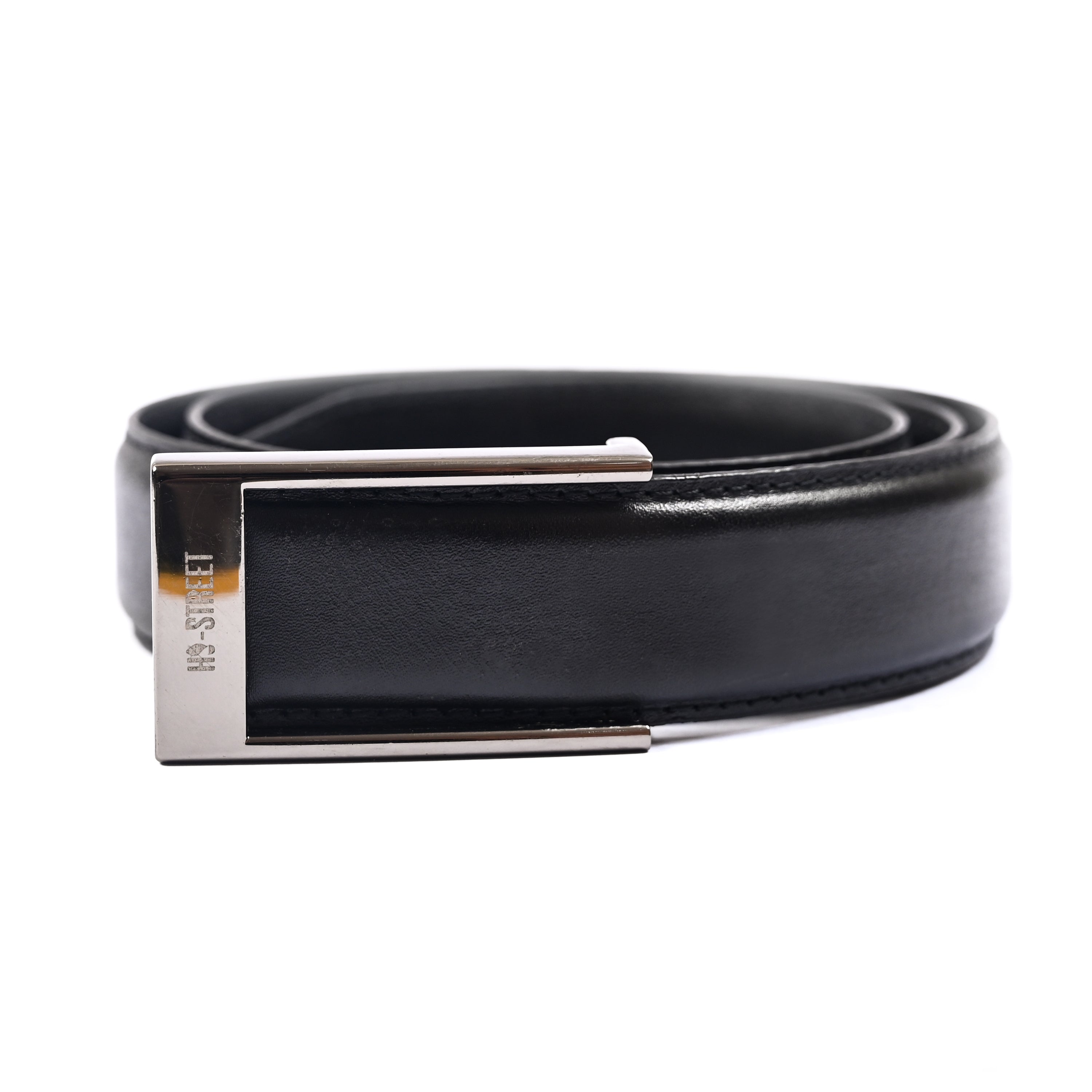 BLACK ANILINE LEATHER BELT