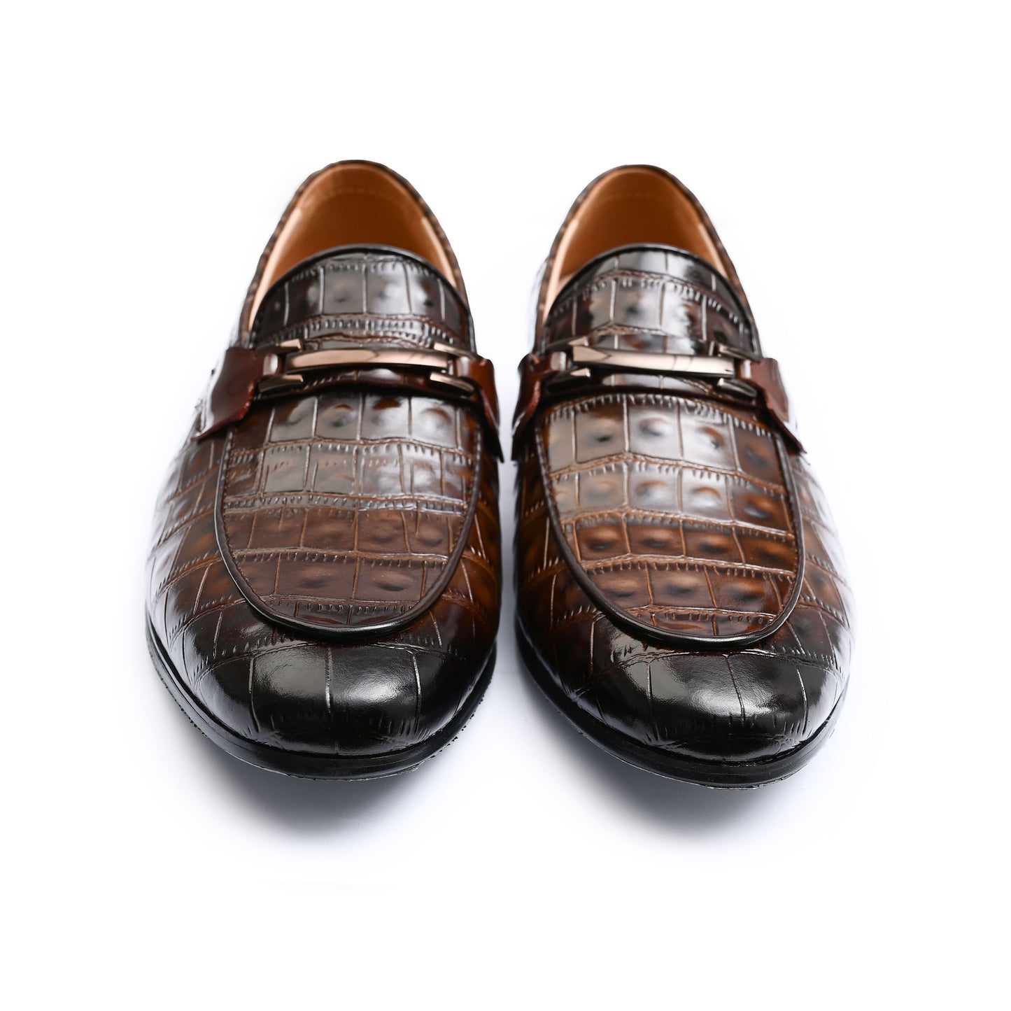 BROWN GATOR TEXTURE SHOES