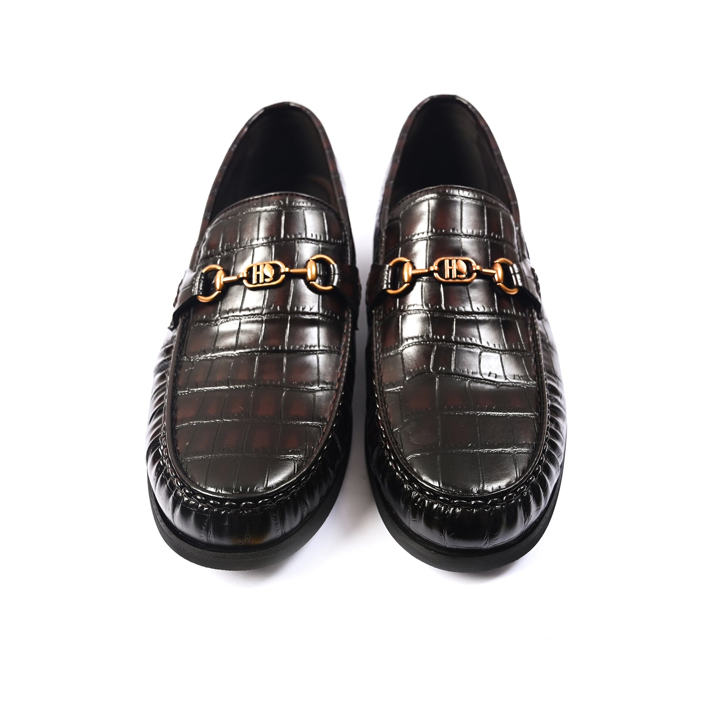 BROWN CROCO TEXTURED SHOES