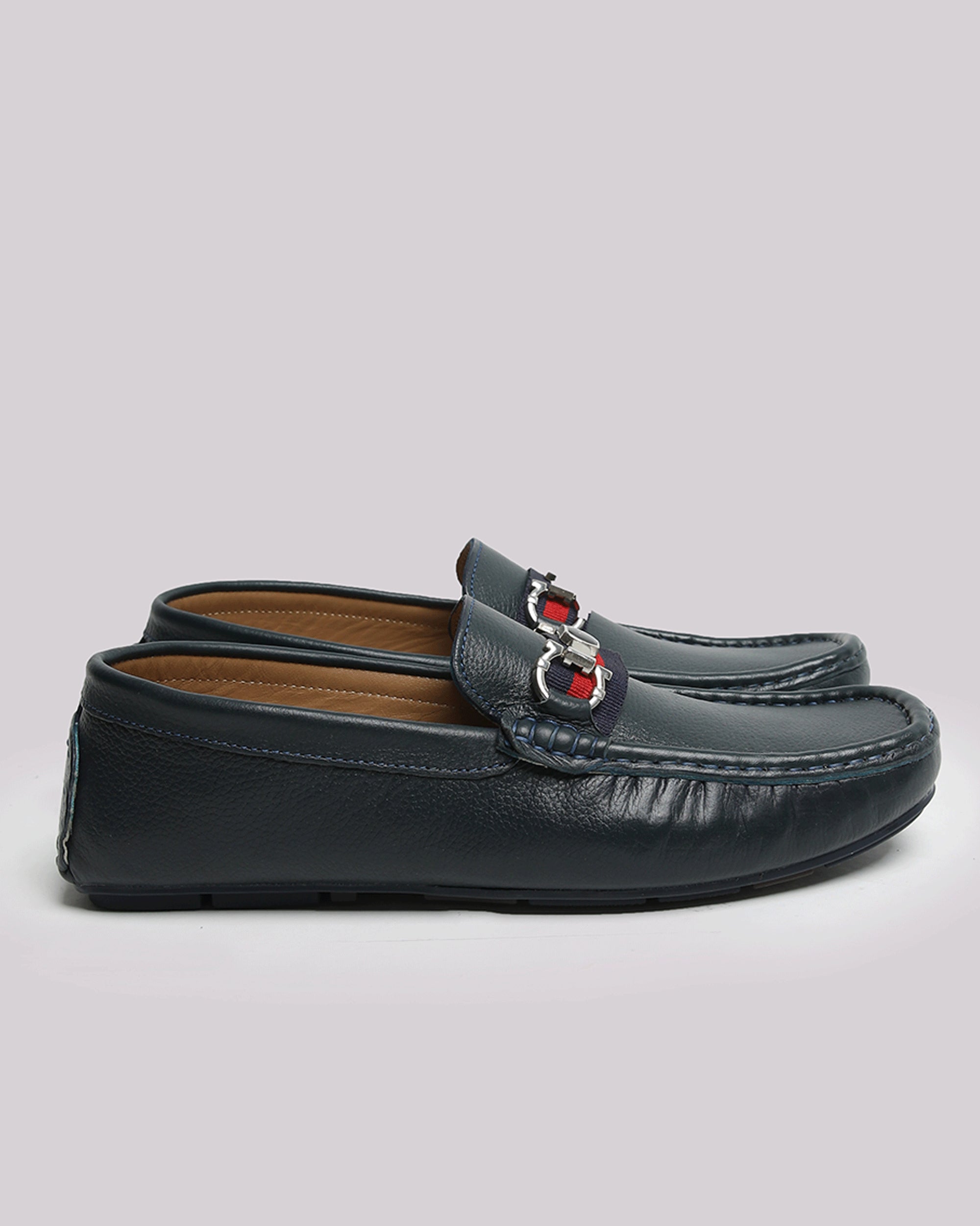 Navy Soft Leather Moccasin