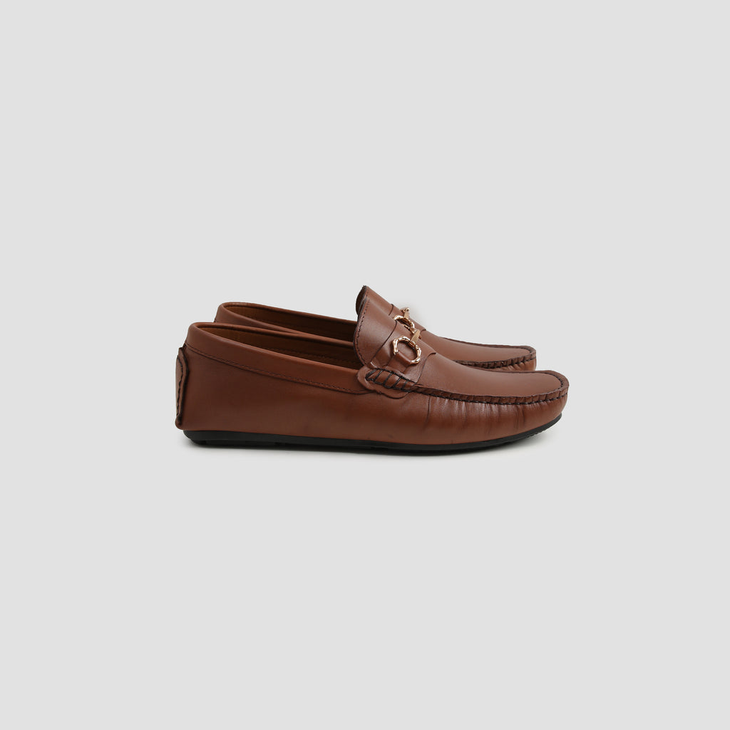 BROWN MOCCASIN WITH GOLDEN BUCKLE