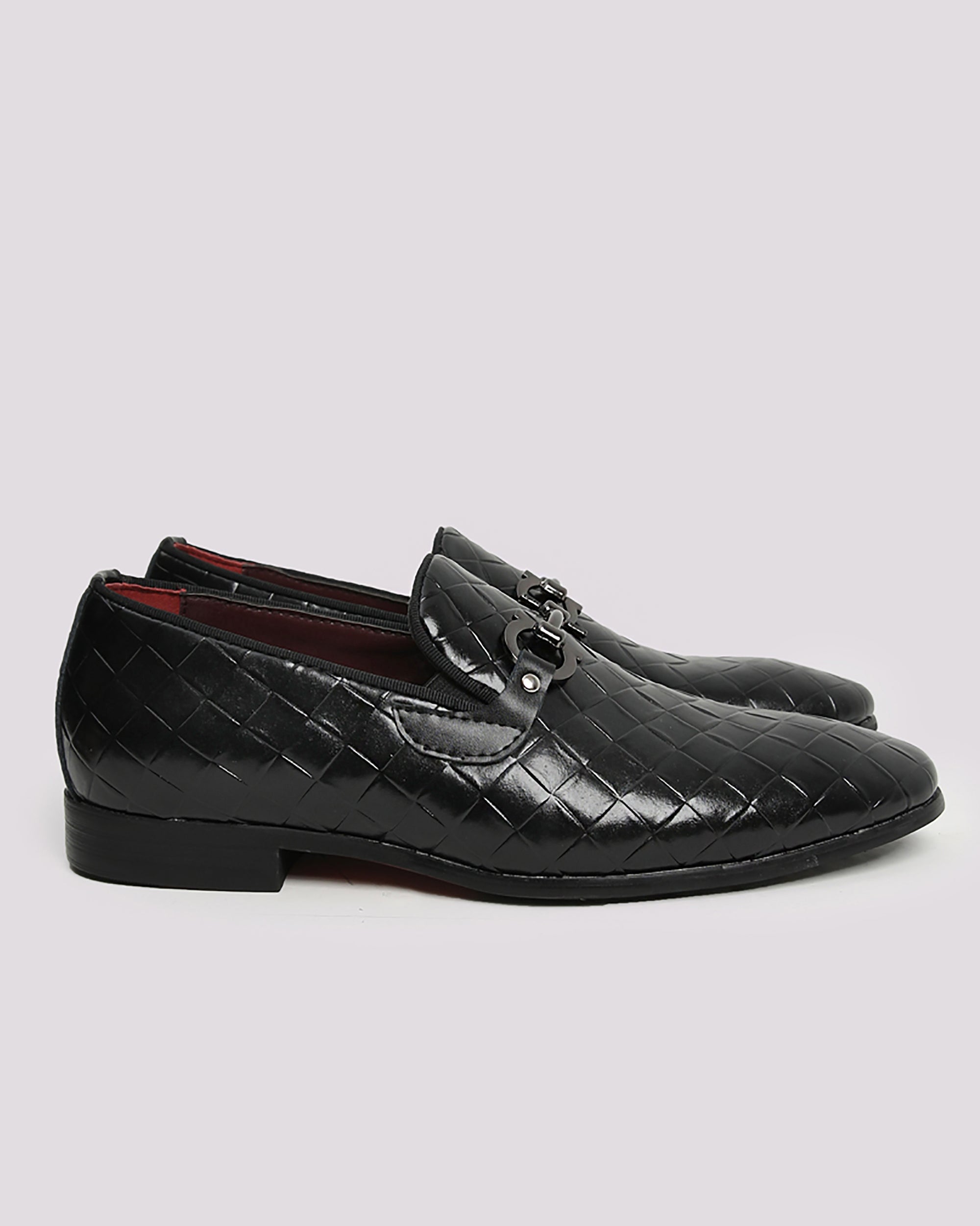 Black Embossed Leather Shoes