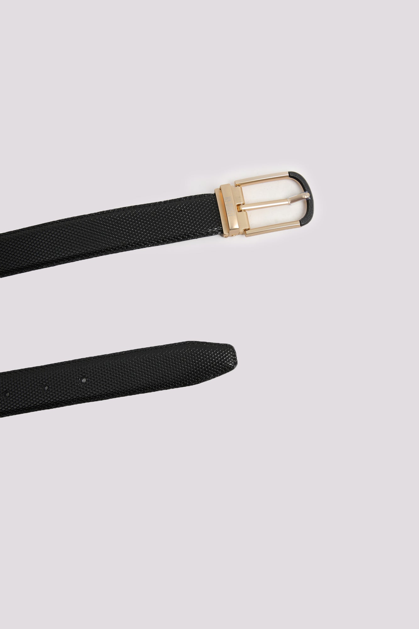 Black Textured Leather Belt