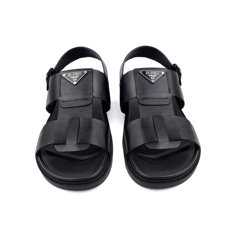 BLACK ANILINE LEATHER SANDAL