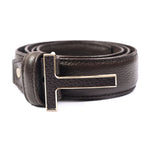 COFFEE MILLED LEATHER BELT