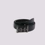 Classic Black Textured Leather Belt