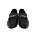 BLACK TEXTURED LEATHER SHOES
