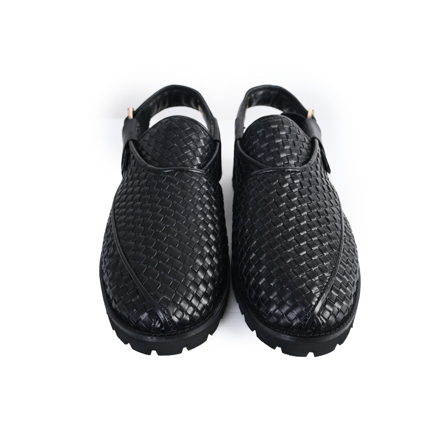 BLACK BRAIDED LEATHER SANDAL