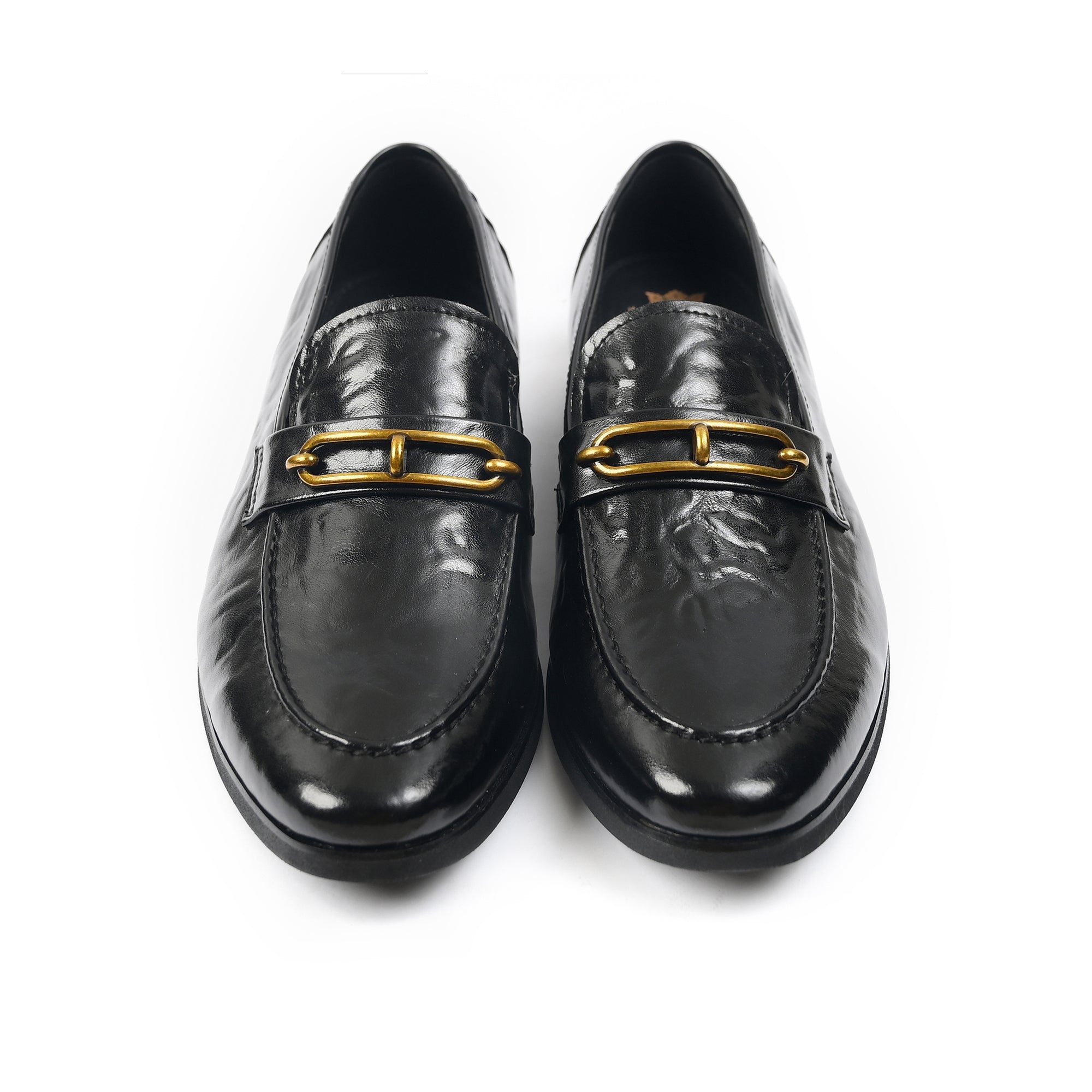 BLACK PATENT BUCKLE SHOES
