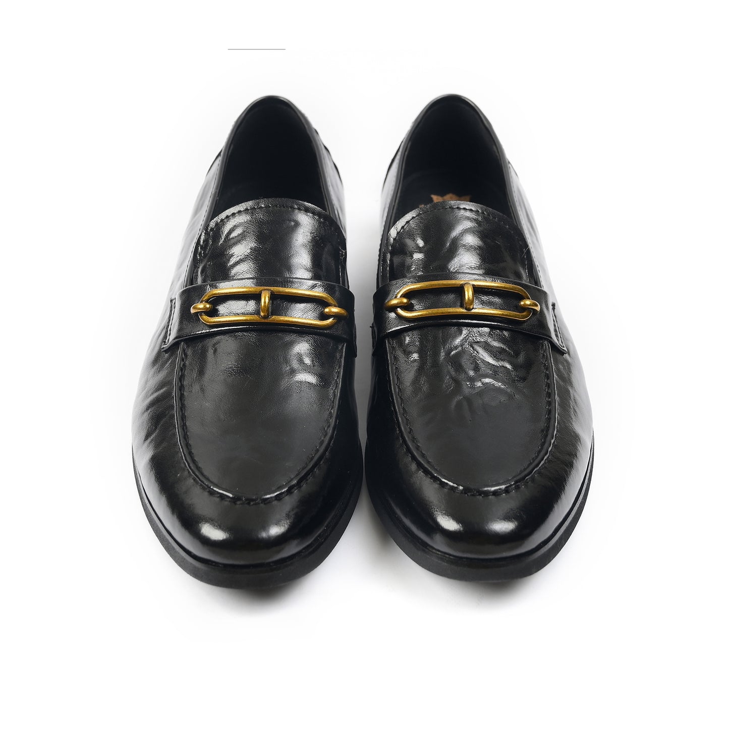 BLACK PATENT BUCKLE SHOES