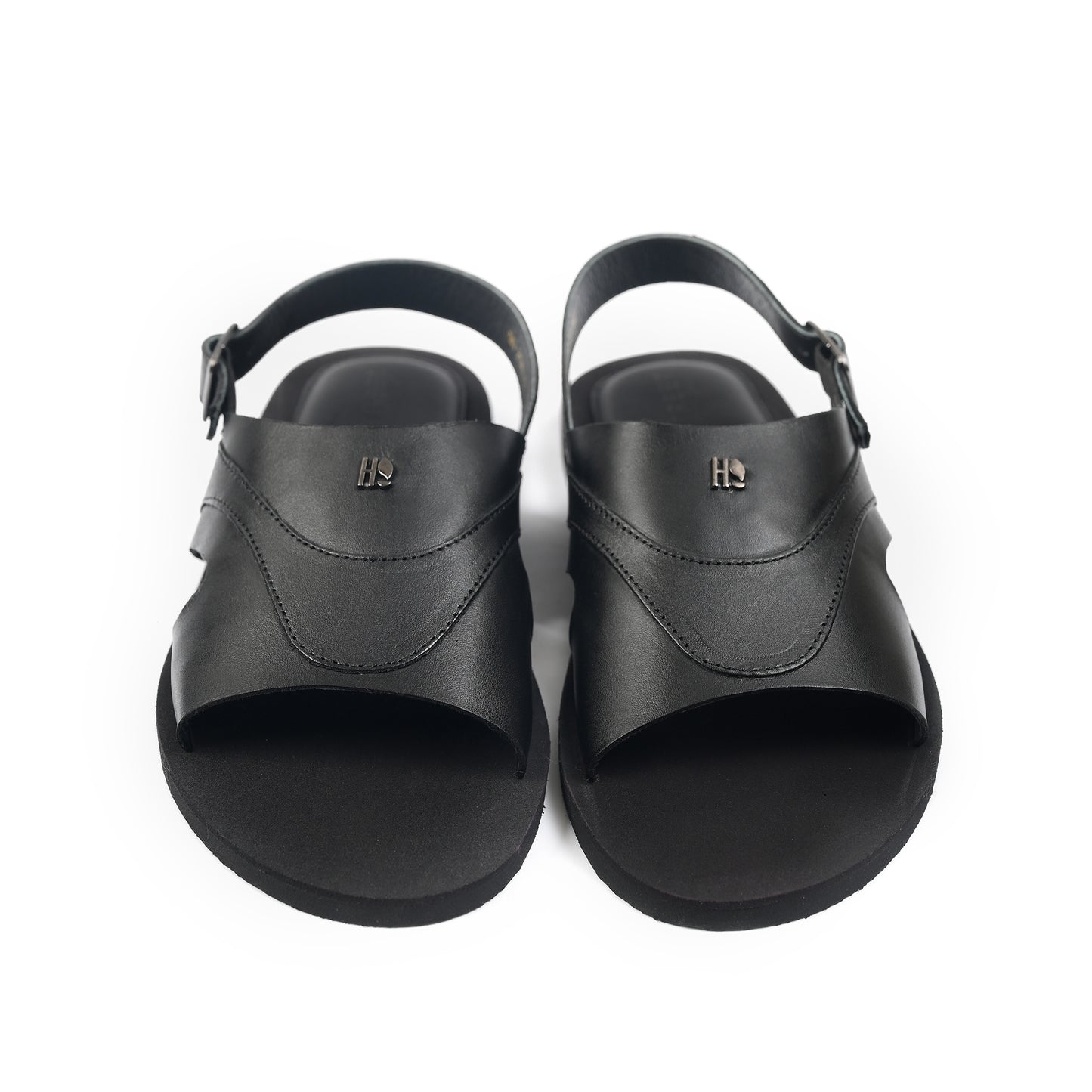 BLACK LEATHER COMFORT SANDAL
