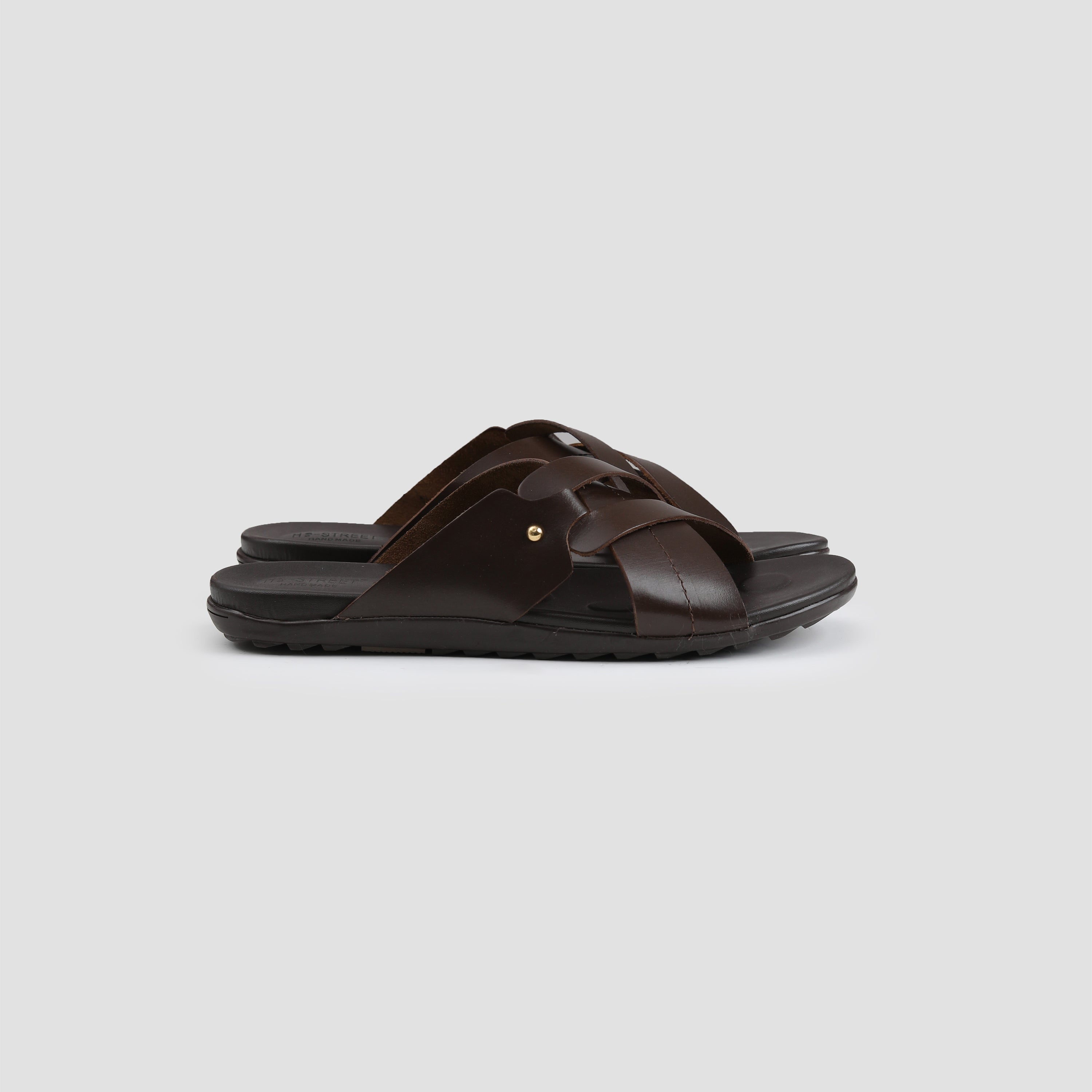 BROWN LEATHER COMFY SLIPPER