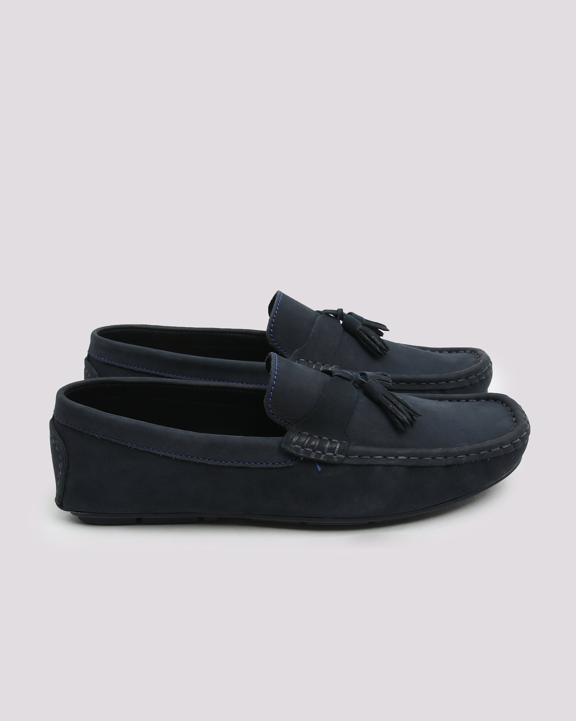 Navy Suede Loafer With Tassel