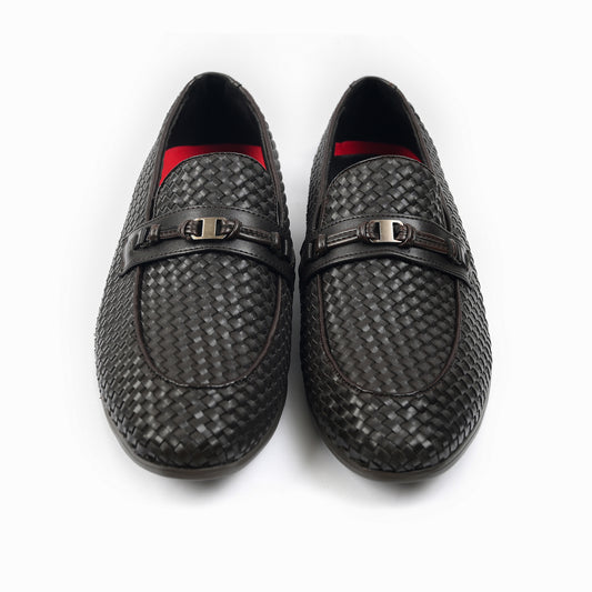 BROWN BRAIDED LEATHER SHOES