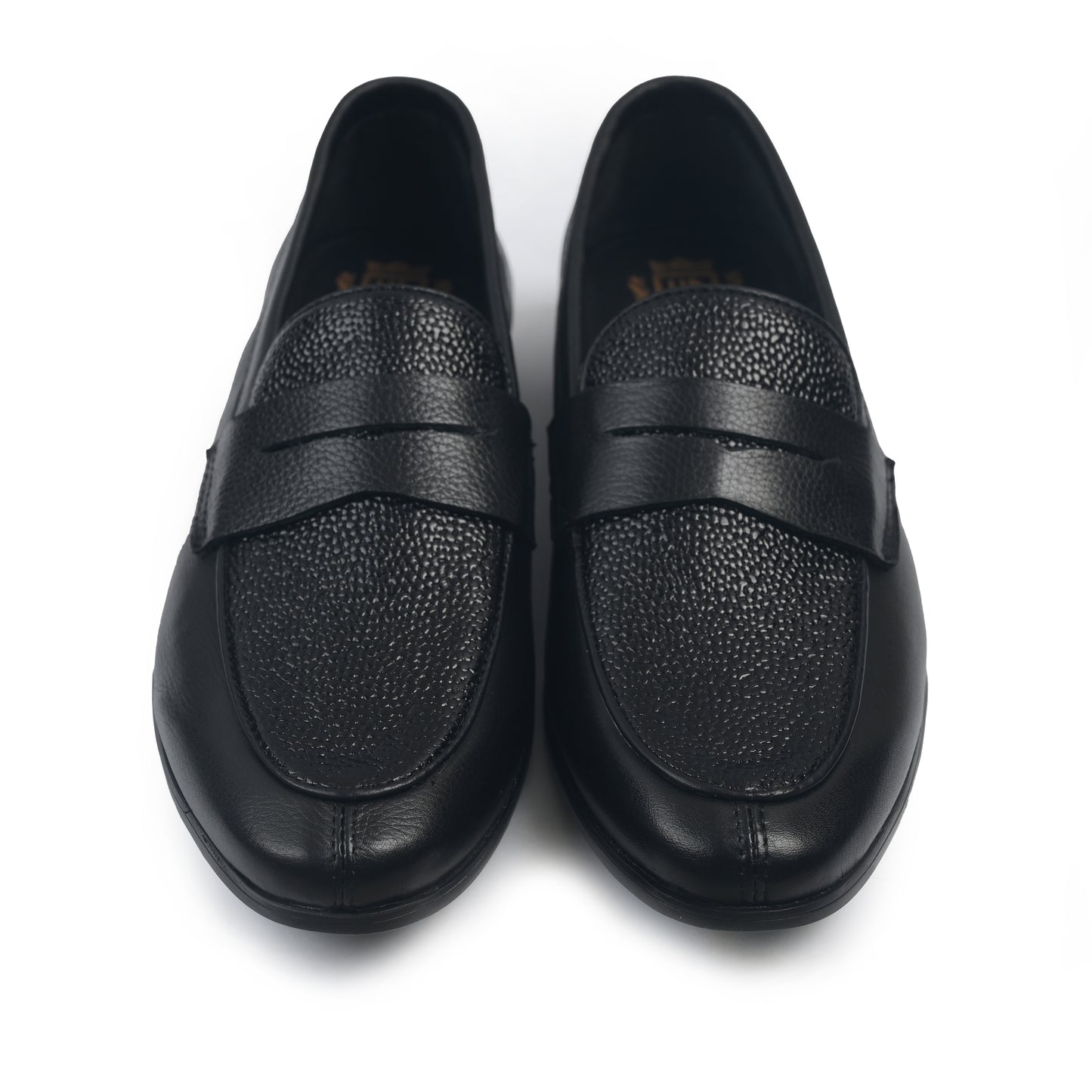 BLACK TEXTURED LEATHER SHOES