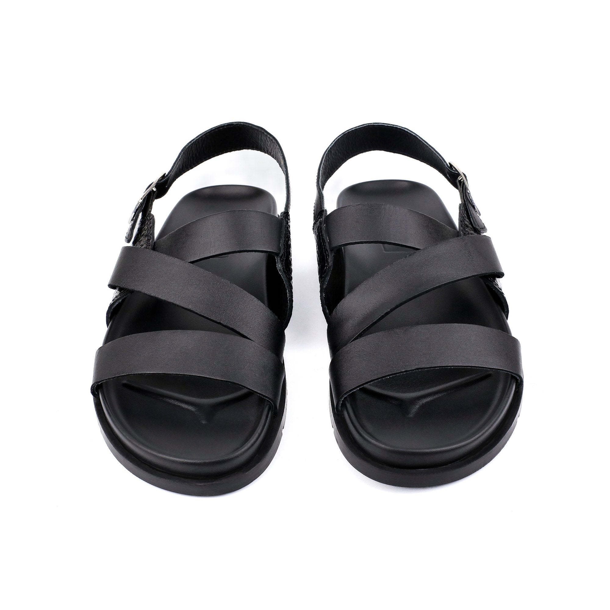 BLACK SPLIT LEATHER SANDAL