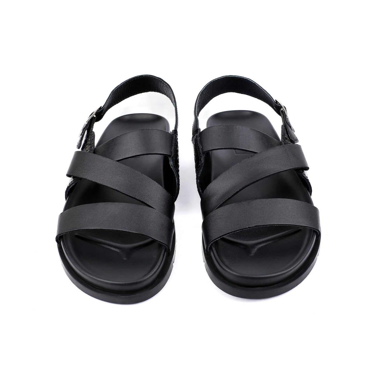 BLACK SPLIT LEATHER SANDAL