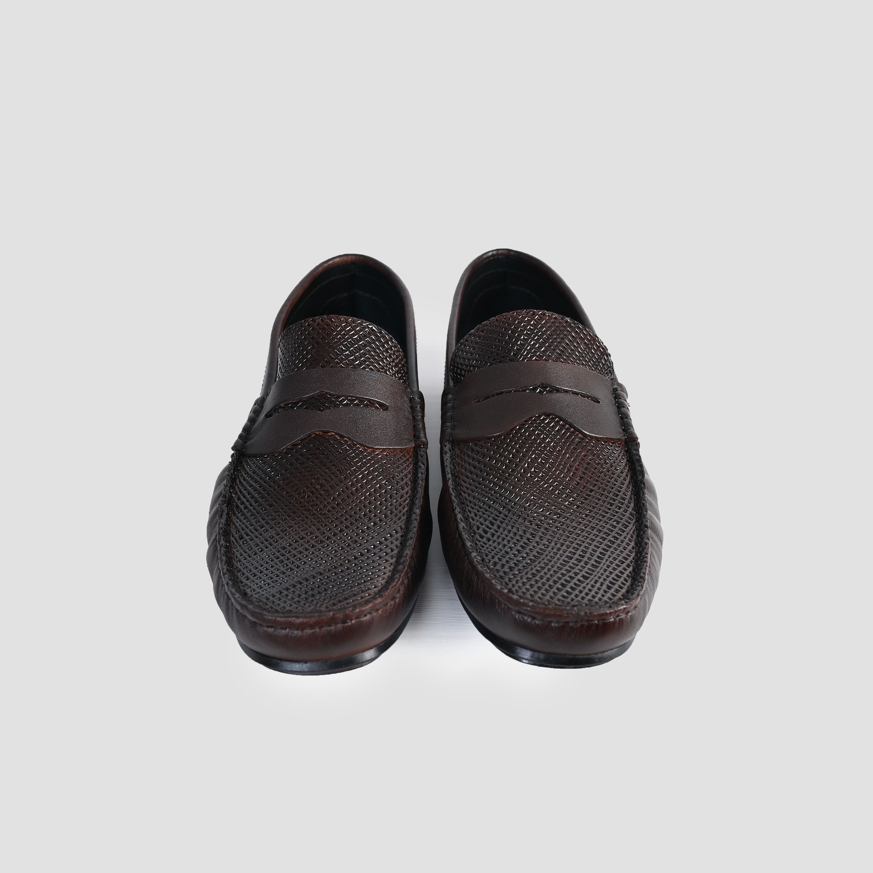 BROWN TEXTURED LEATHER SHOES