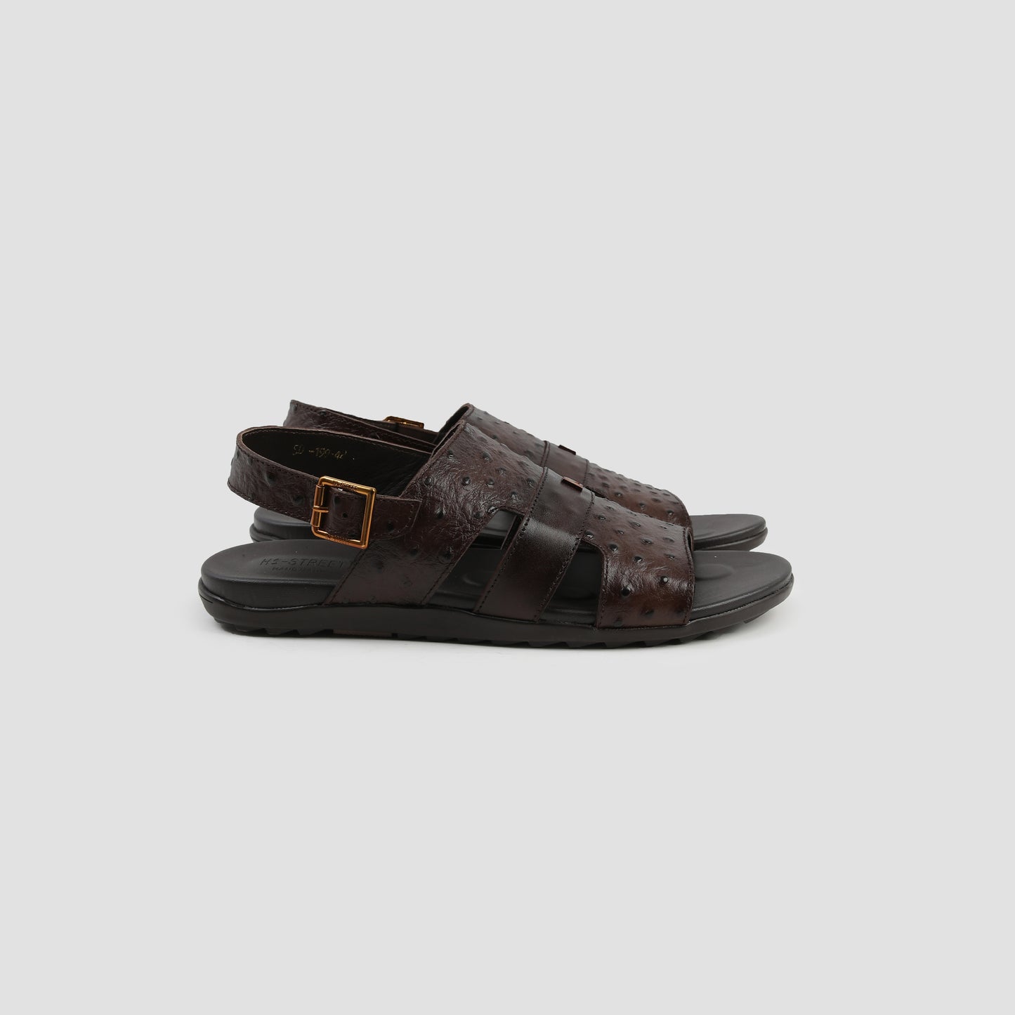 BROWN EMBOSSED LEATHER SANDAL