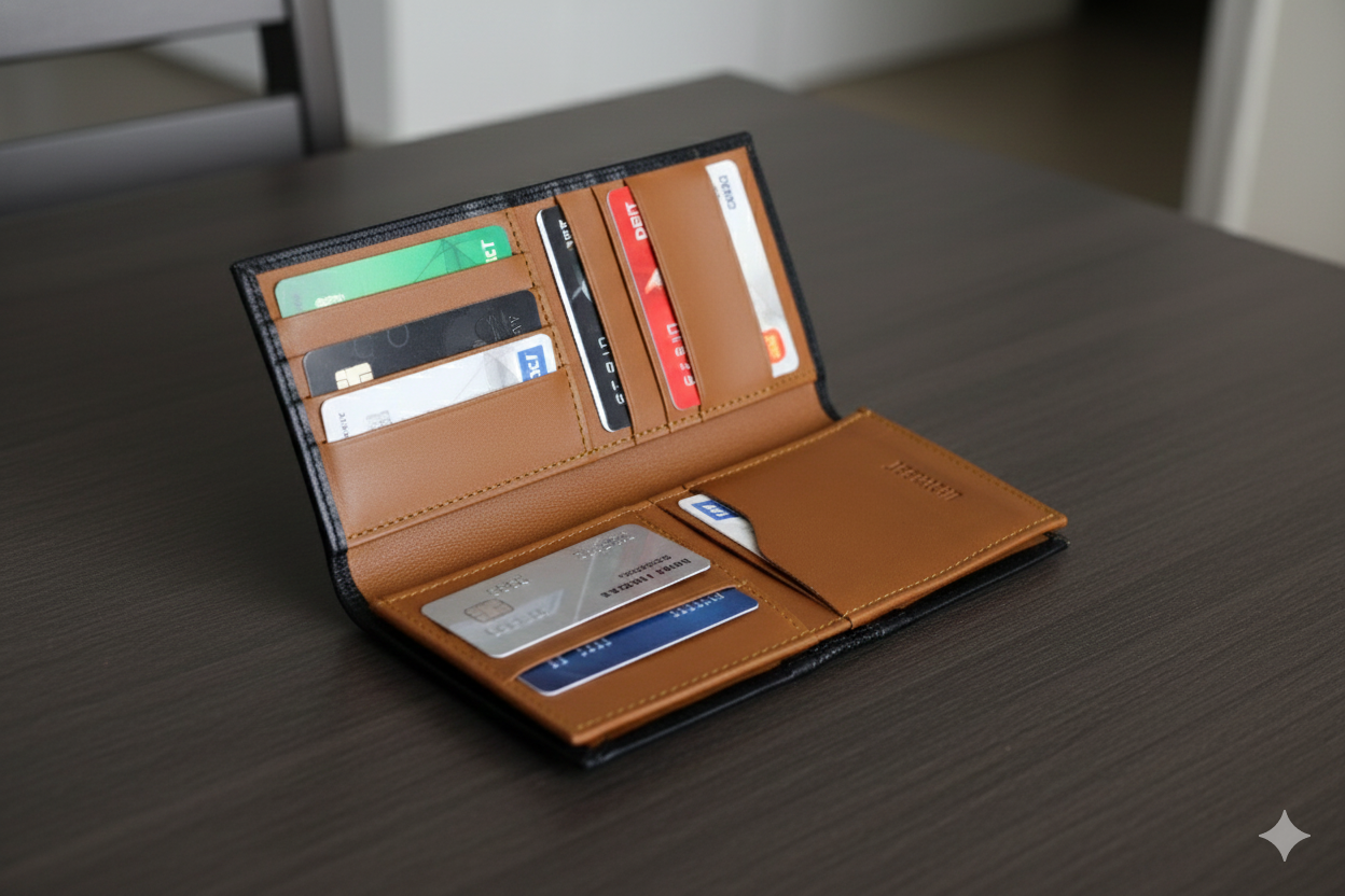 BLACK LEATHER LONG WALLET