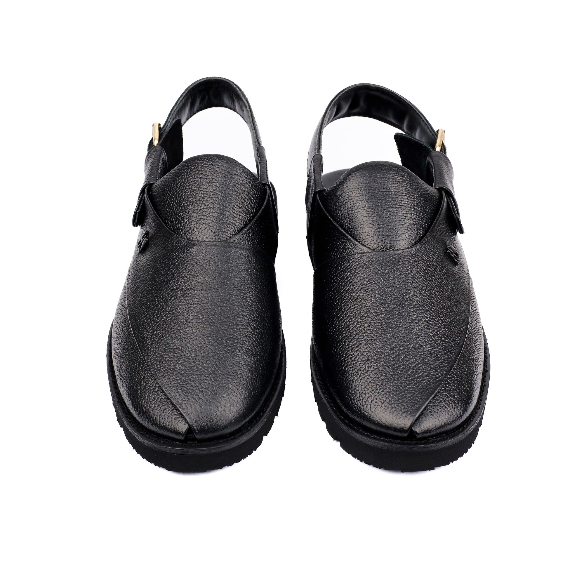 BLACK MILLED LEATHER SANDAL