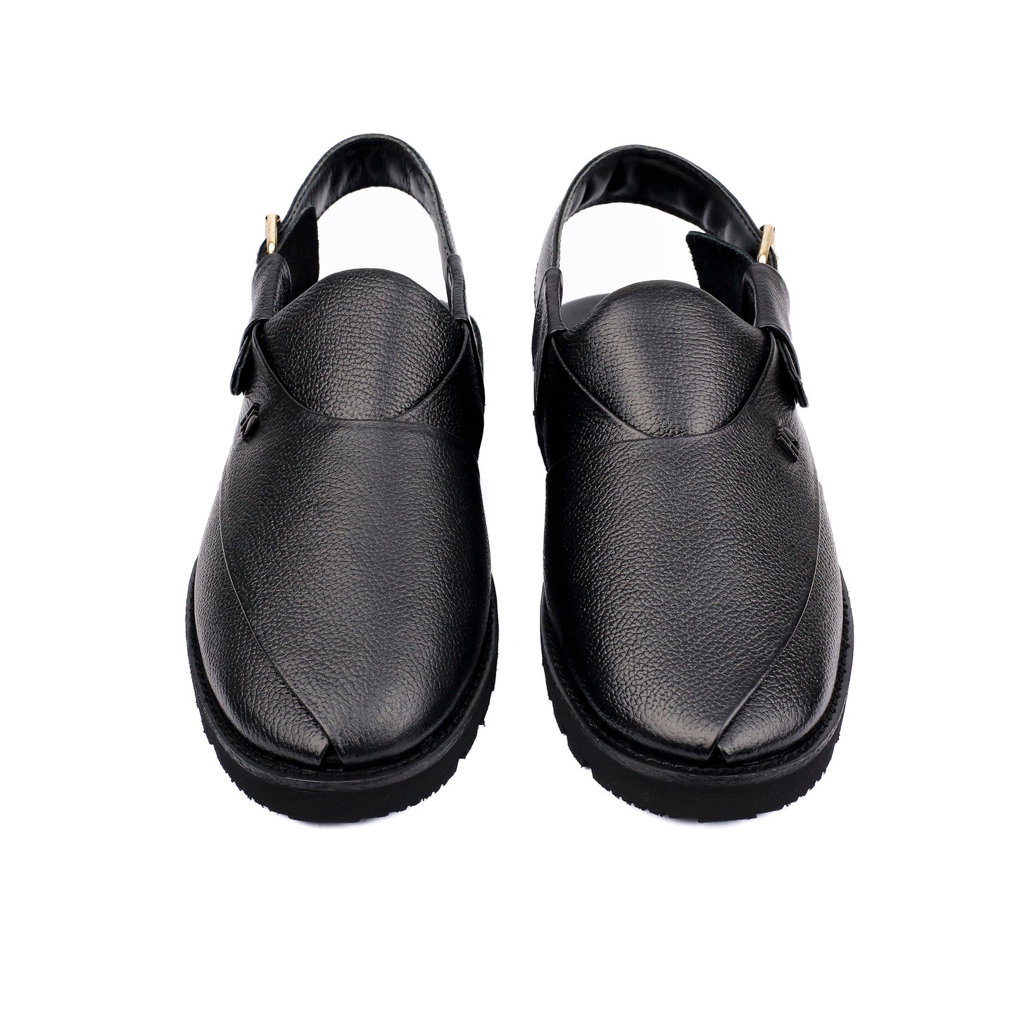 BLACK MILLED LEATHER SANDAL