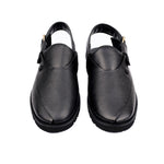 BLACK MILLED LEATHER SANDAL