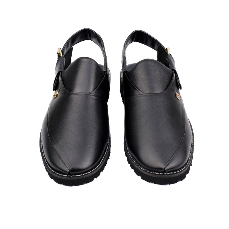 BLACK LEATHER TRADITIONAL SANDAL