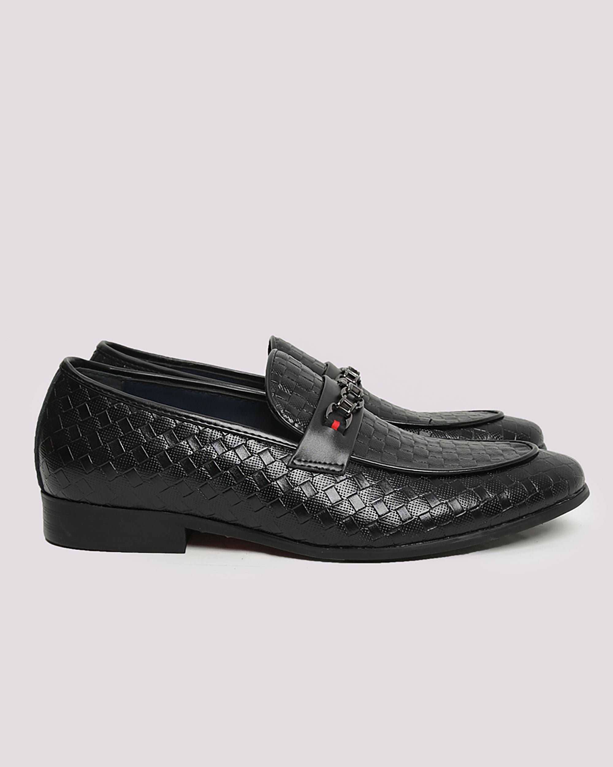 Black Embossed Leather Shoes