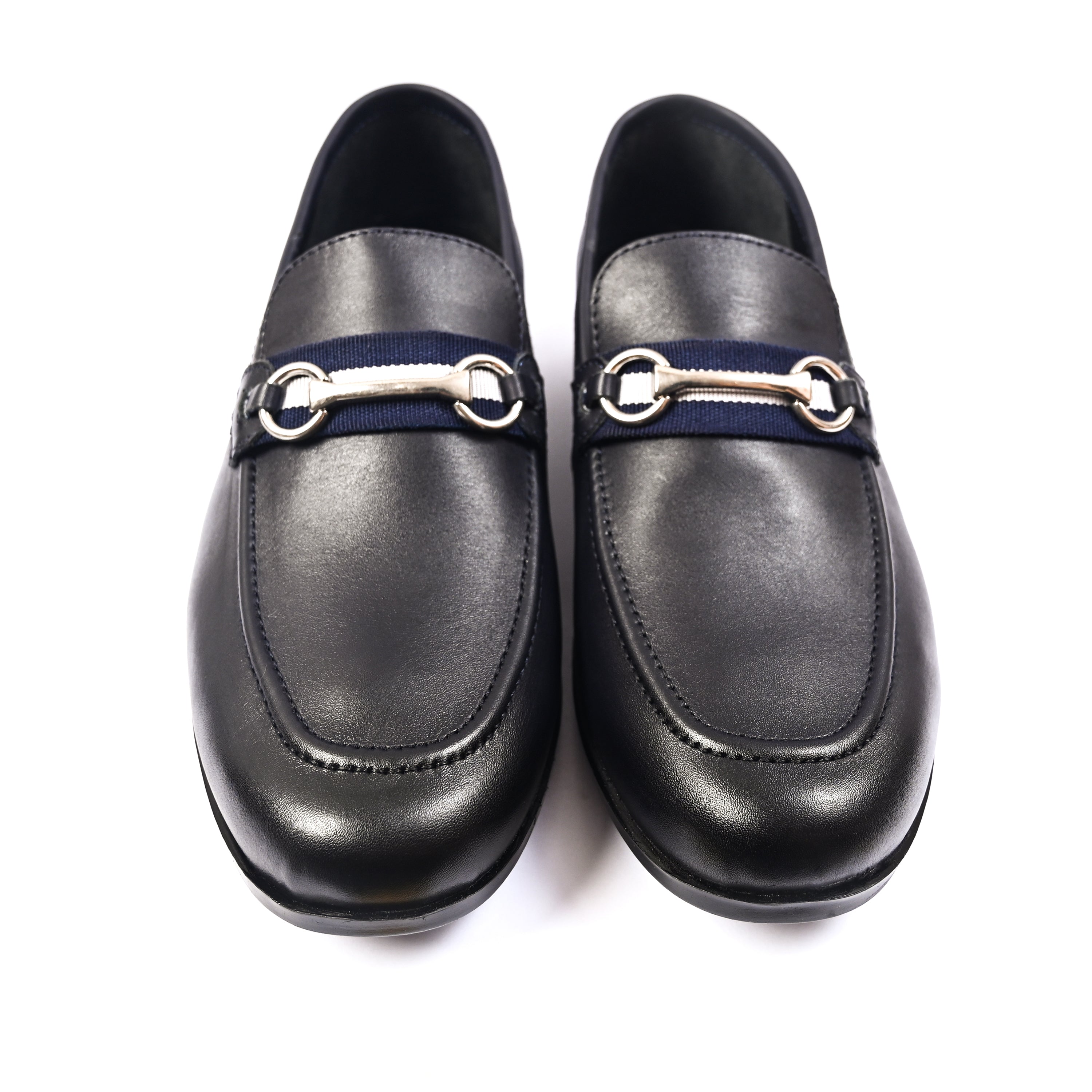 NAVY ANILINE LEATHER SHOES