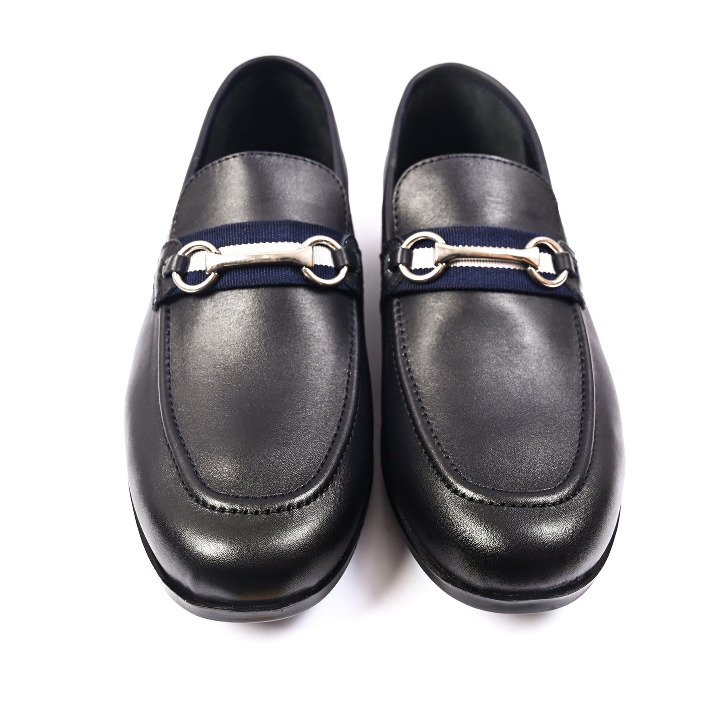 NAVY ANILINE LEATHER SHOES