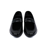 BLACK SPLIT LEATHER SHOES