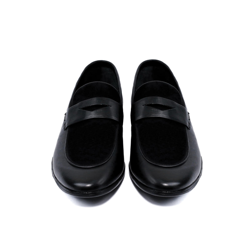 BLACK SPLIT LEATHER SHOES