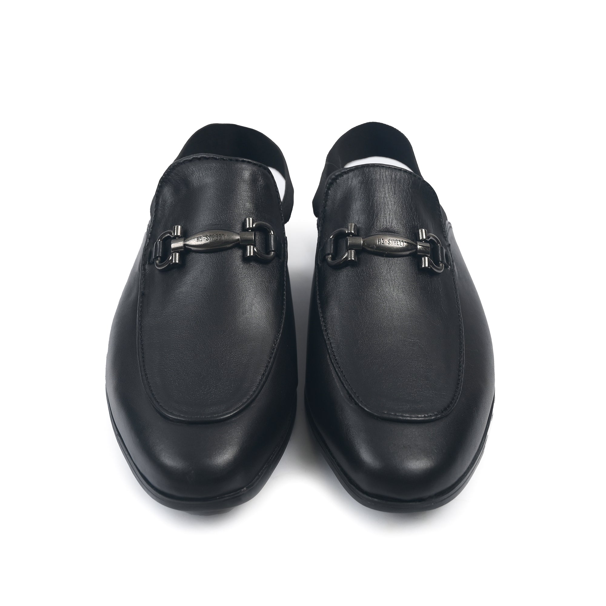 BLACK LEATHER BACKLESS MULE