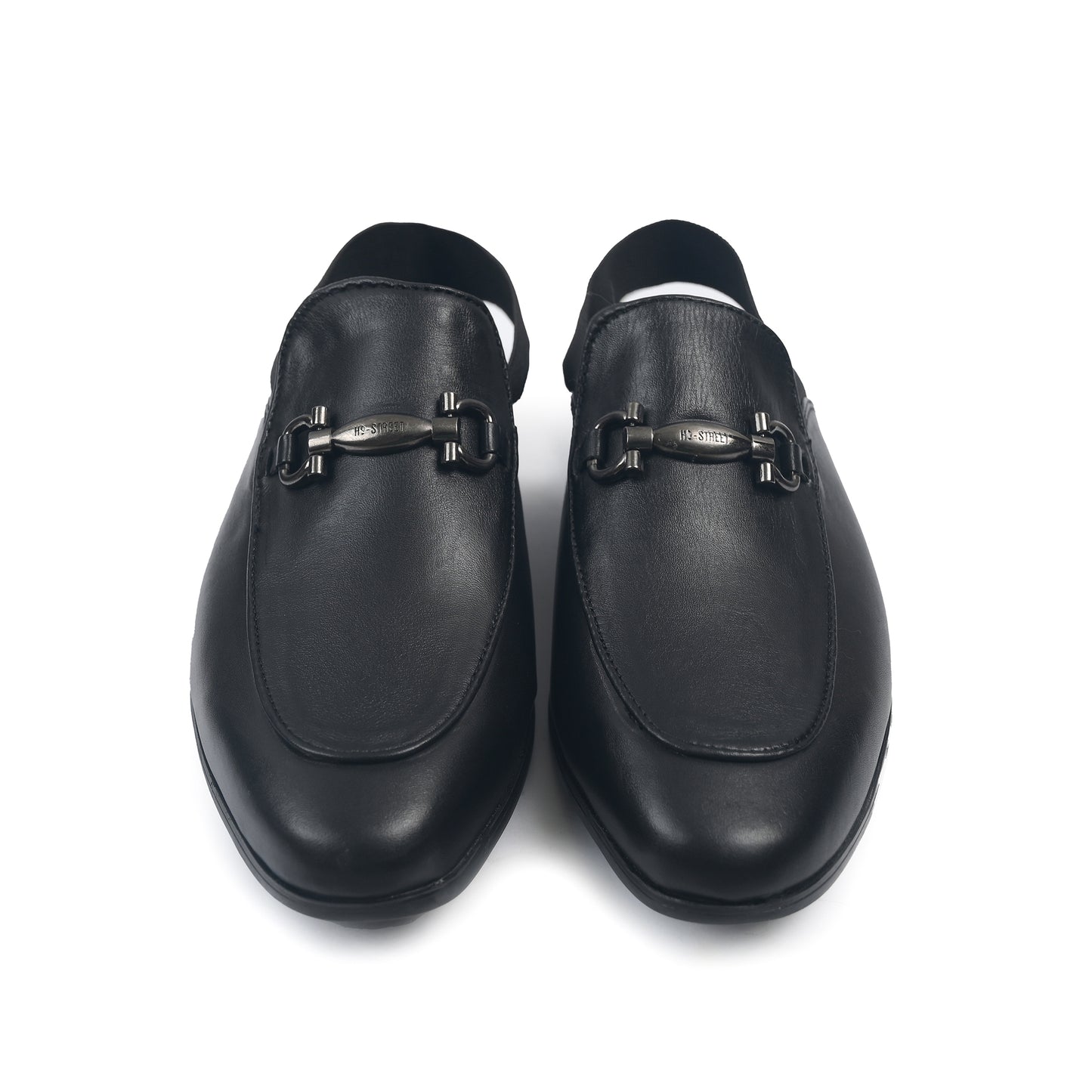 BLACK LEATHER BACKLESS MULE