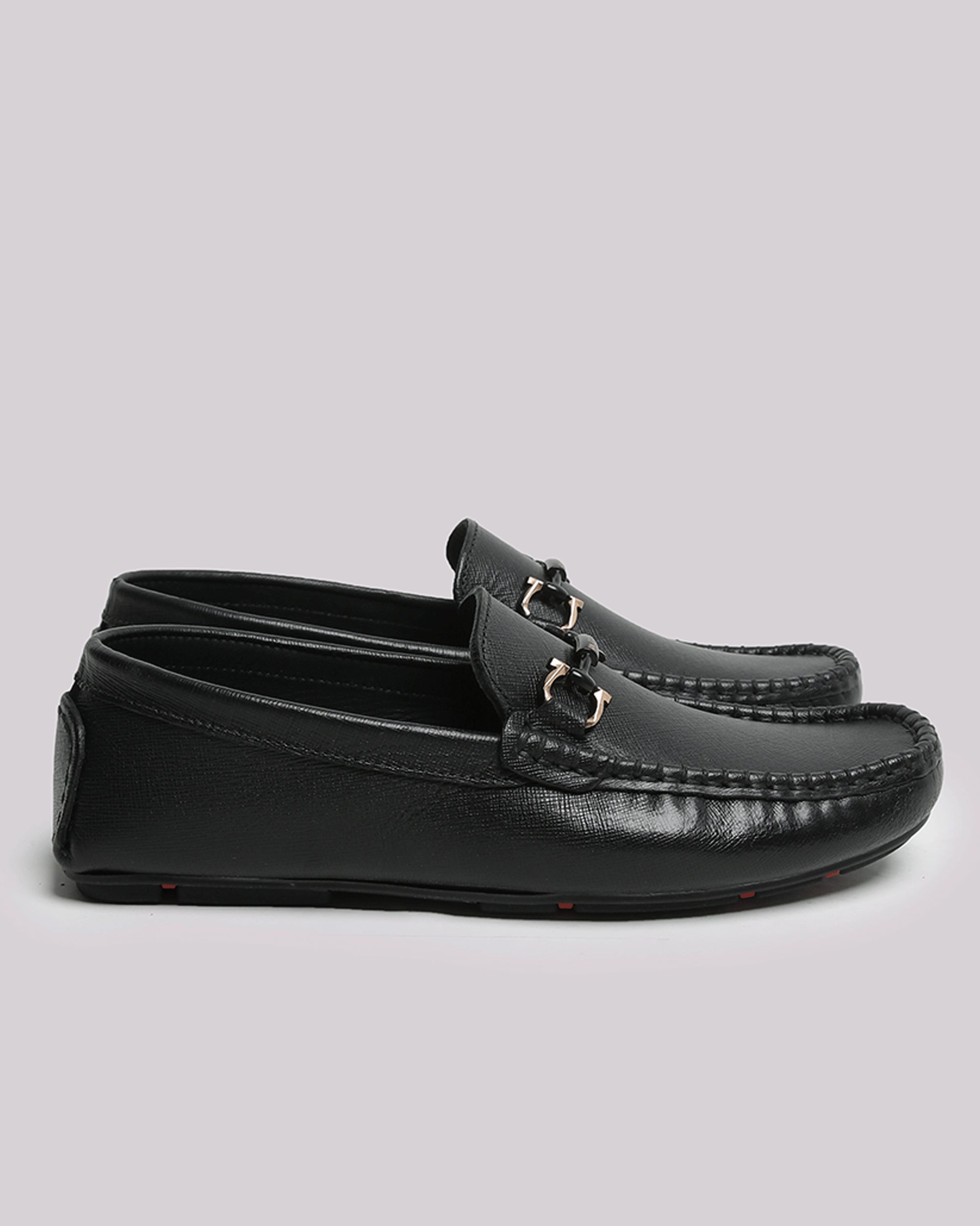 Black Textured Moccasin