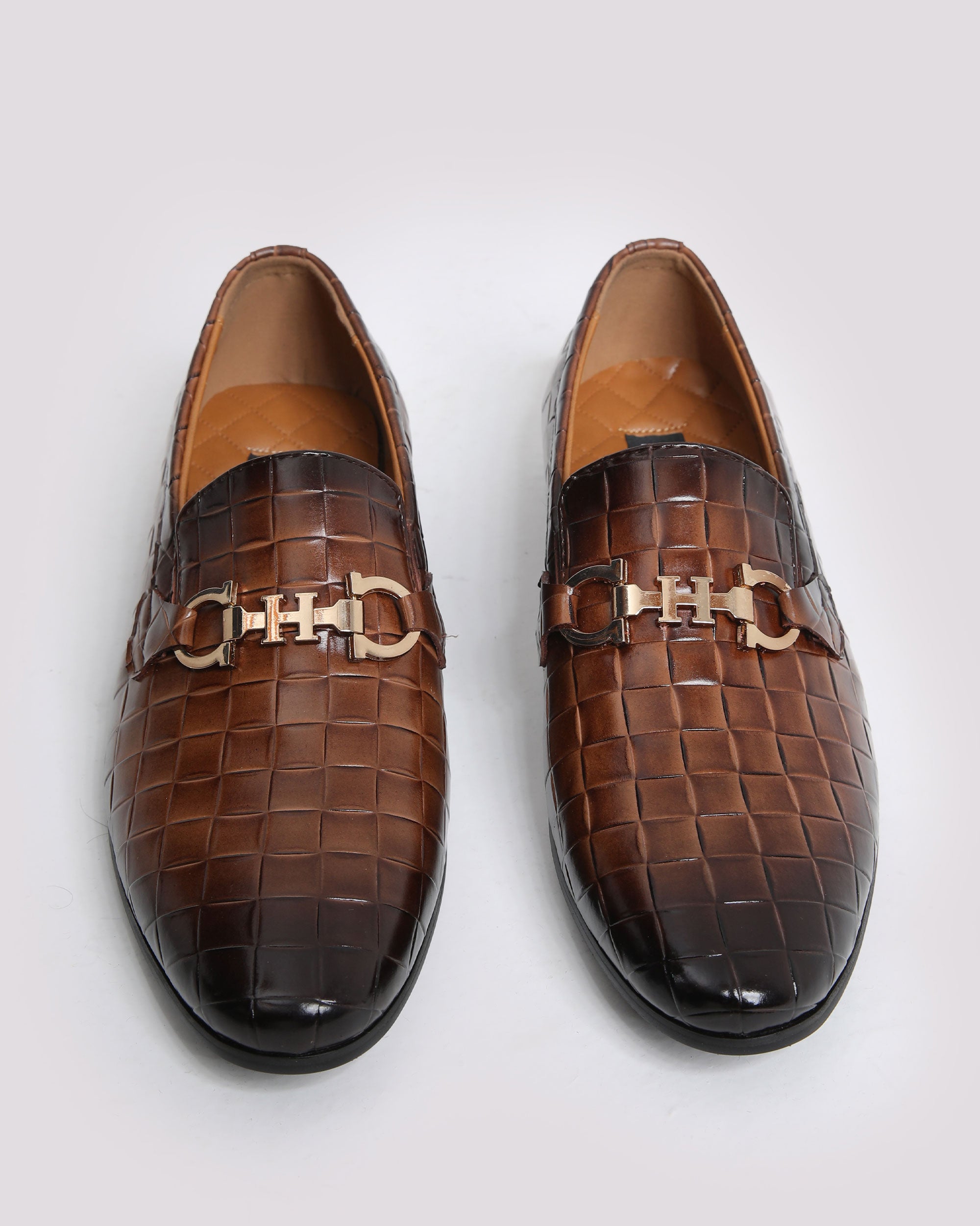 BROWN TEXTURE BUCKLE SHOES