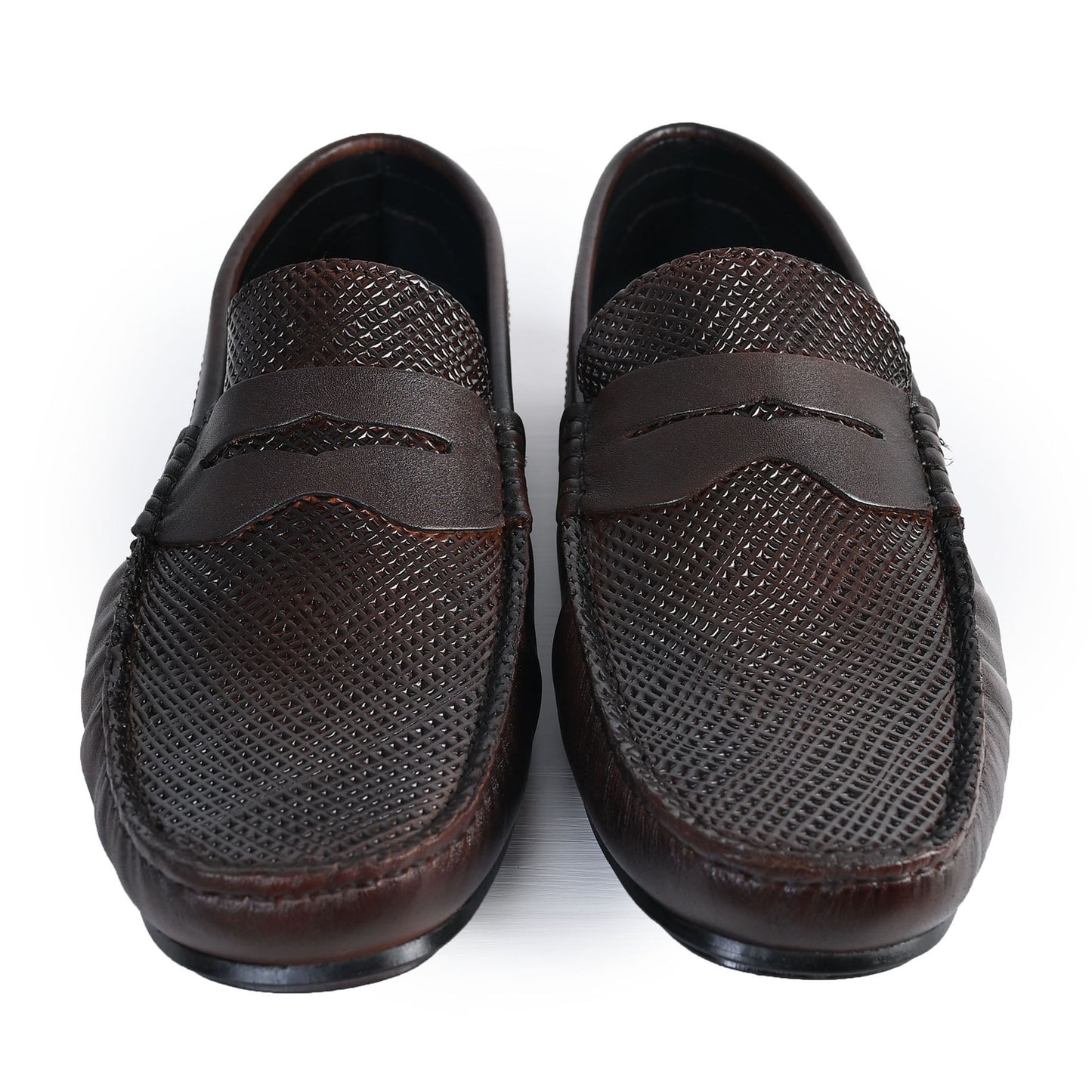 BROWN TEXTURED LEATHER SHOES