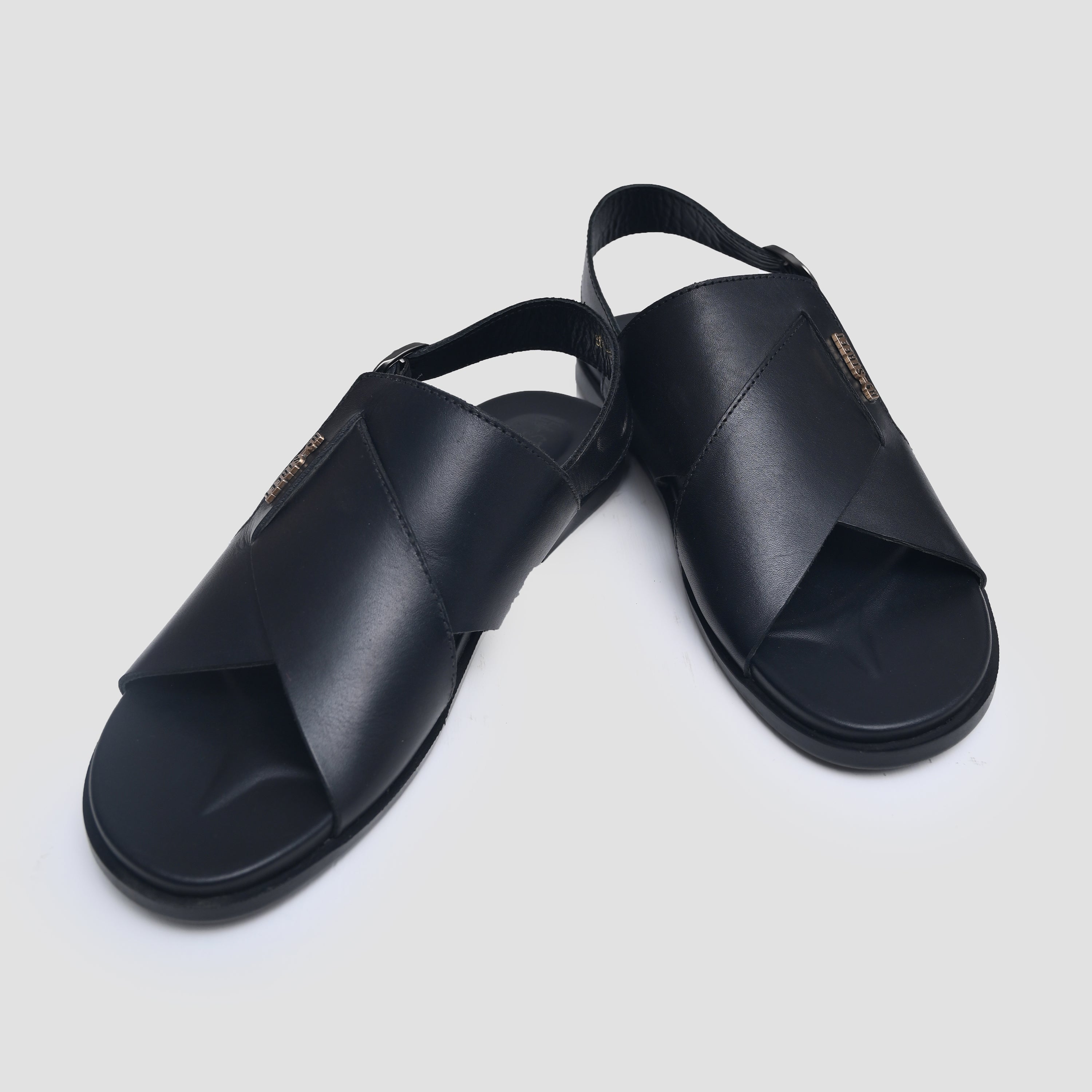 BLACK LEATHER COMFORT SANDAL