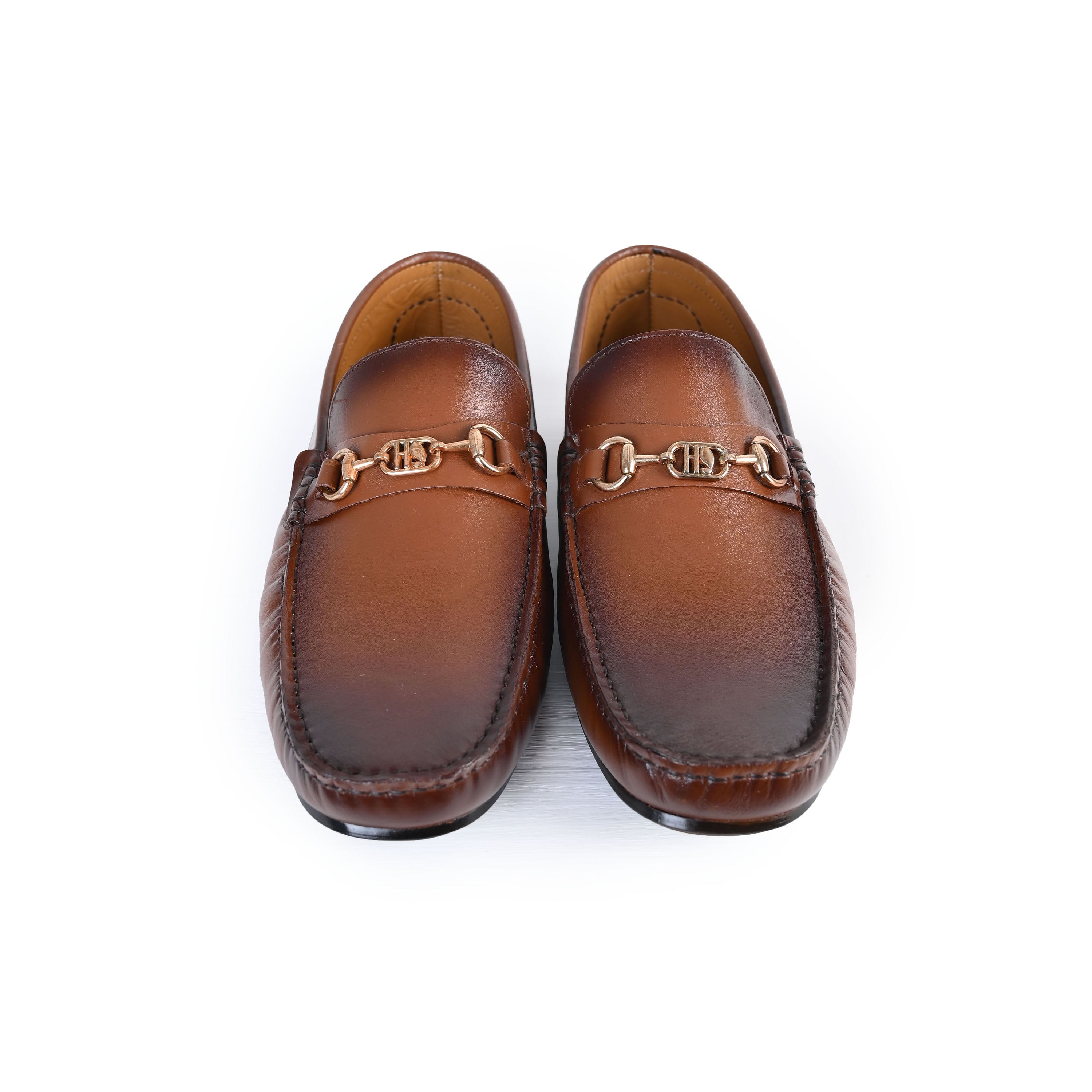 BROWN LEATHER BUCKLE MOCCASIN