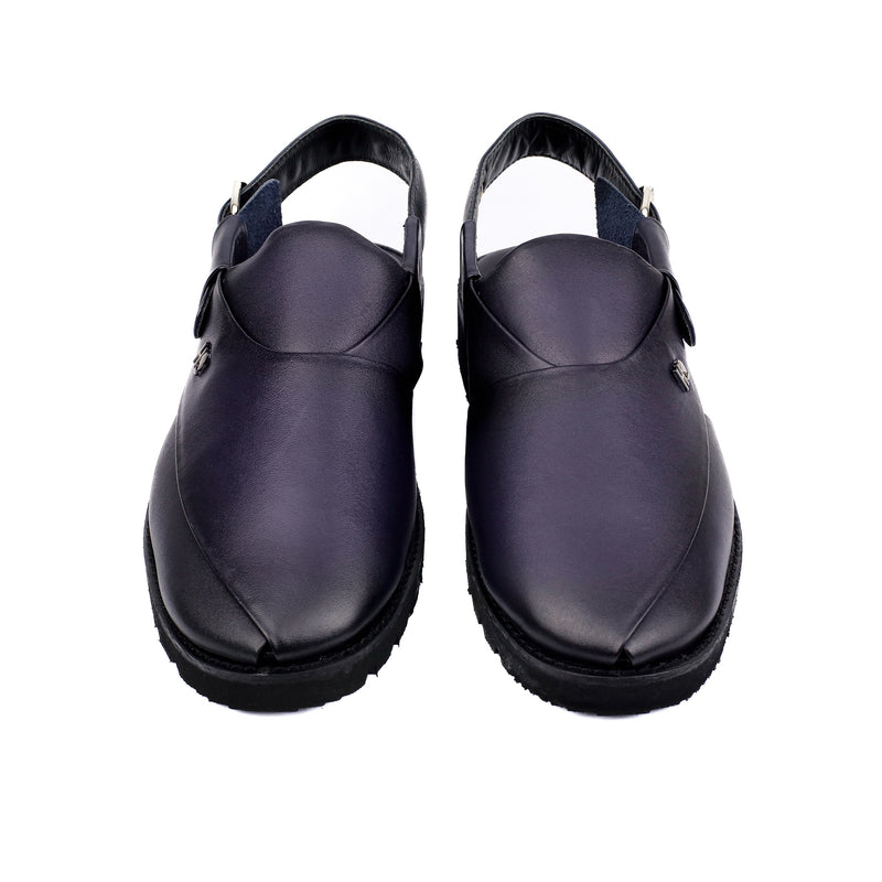NAVY LEATHER TWO TONE SANDAL