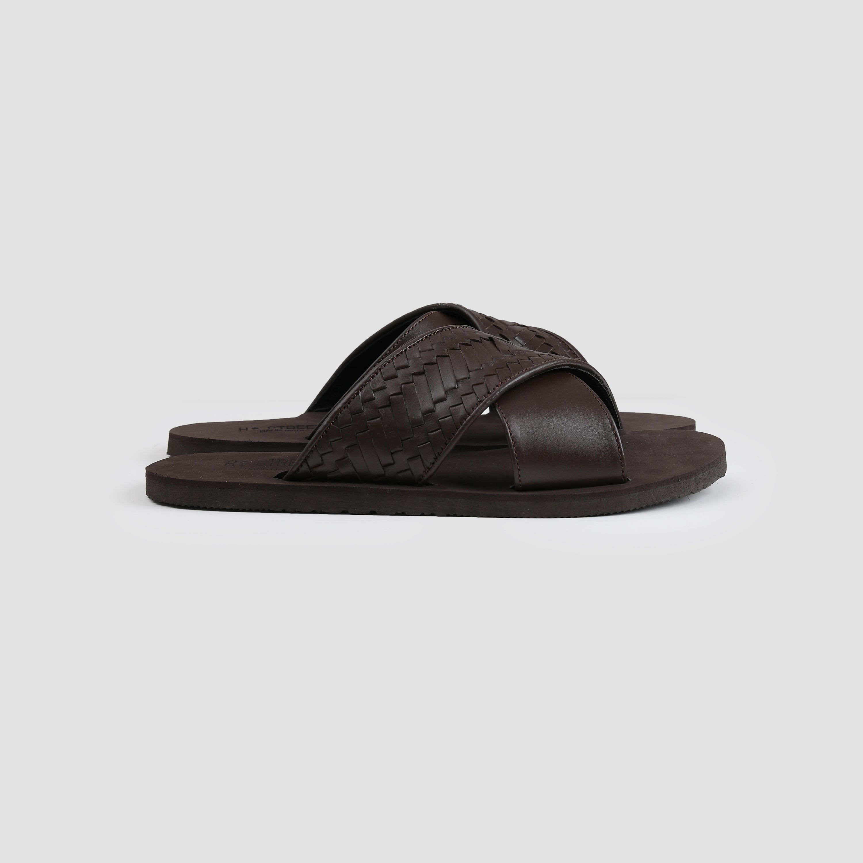 BROWN CROSS STRIPE COMFORT SLIPPER