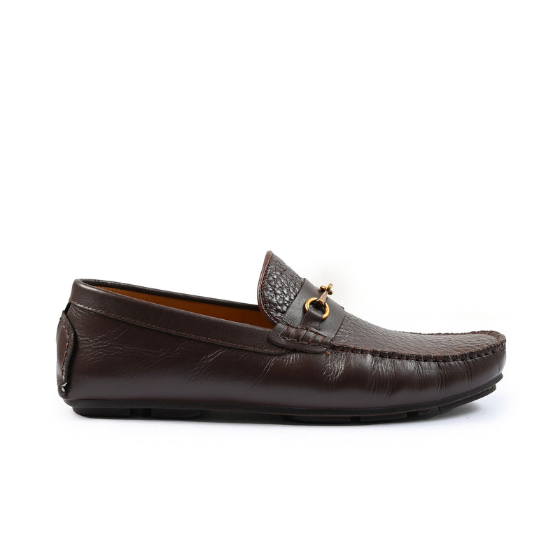 BLACK PEBLE GRAIN LEATHER MOCCASIN