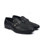 BLACK BRAIDED LEATHER SHOES