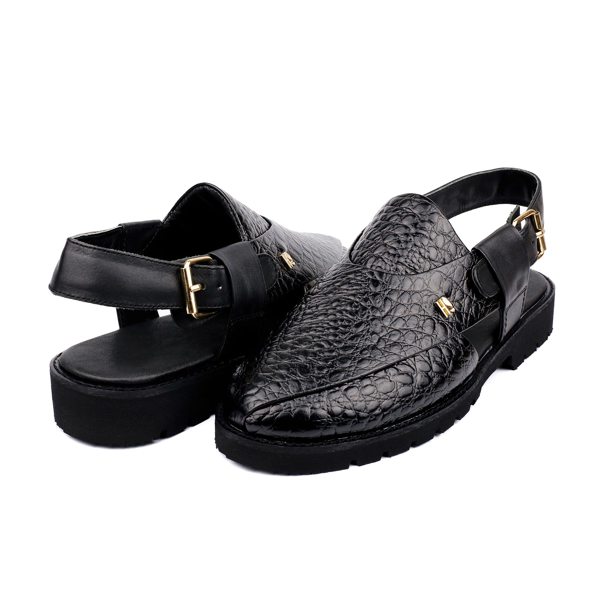 BLACK TEXTURED SANDAL