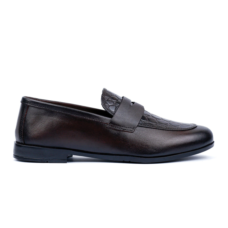 MAROON CROCO TEXTURED SHOES