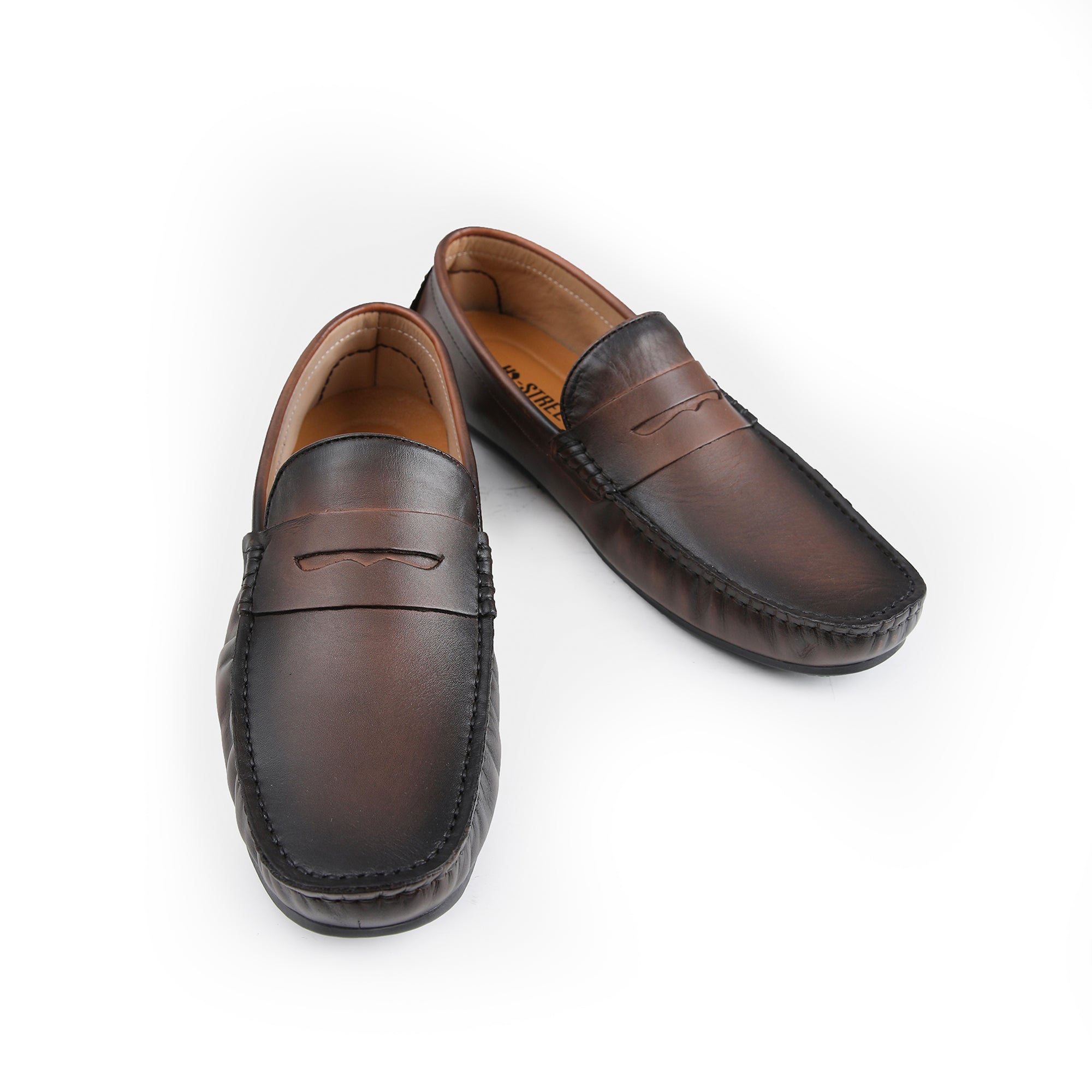 TWO TONE LEATHER MOCCASINS